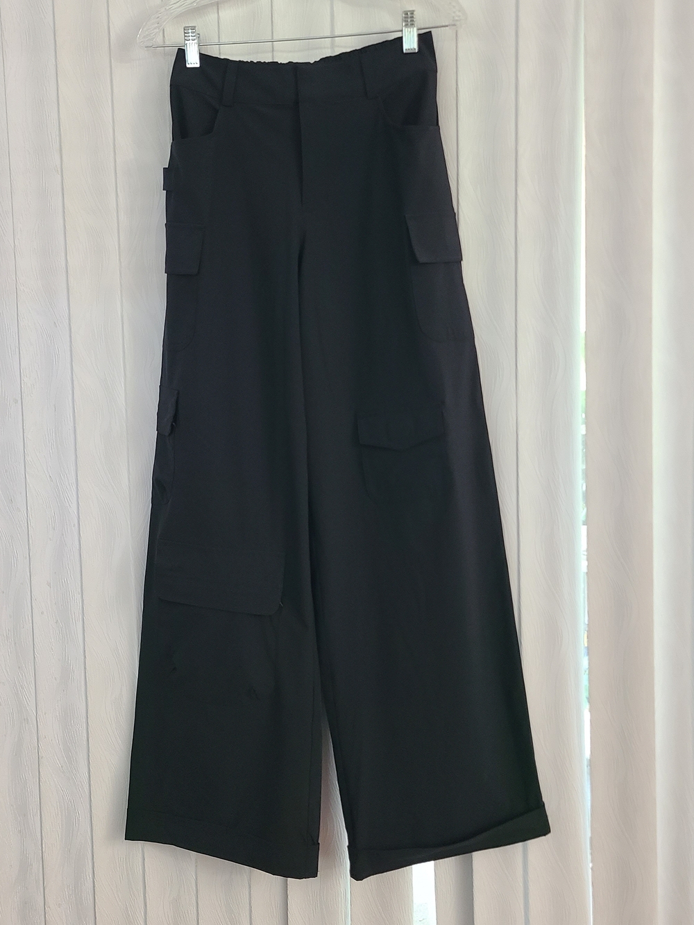 Alo Womens XS Black Wide Leg Workwear Cargo Heavy Utility Pockets Pant